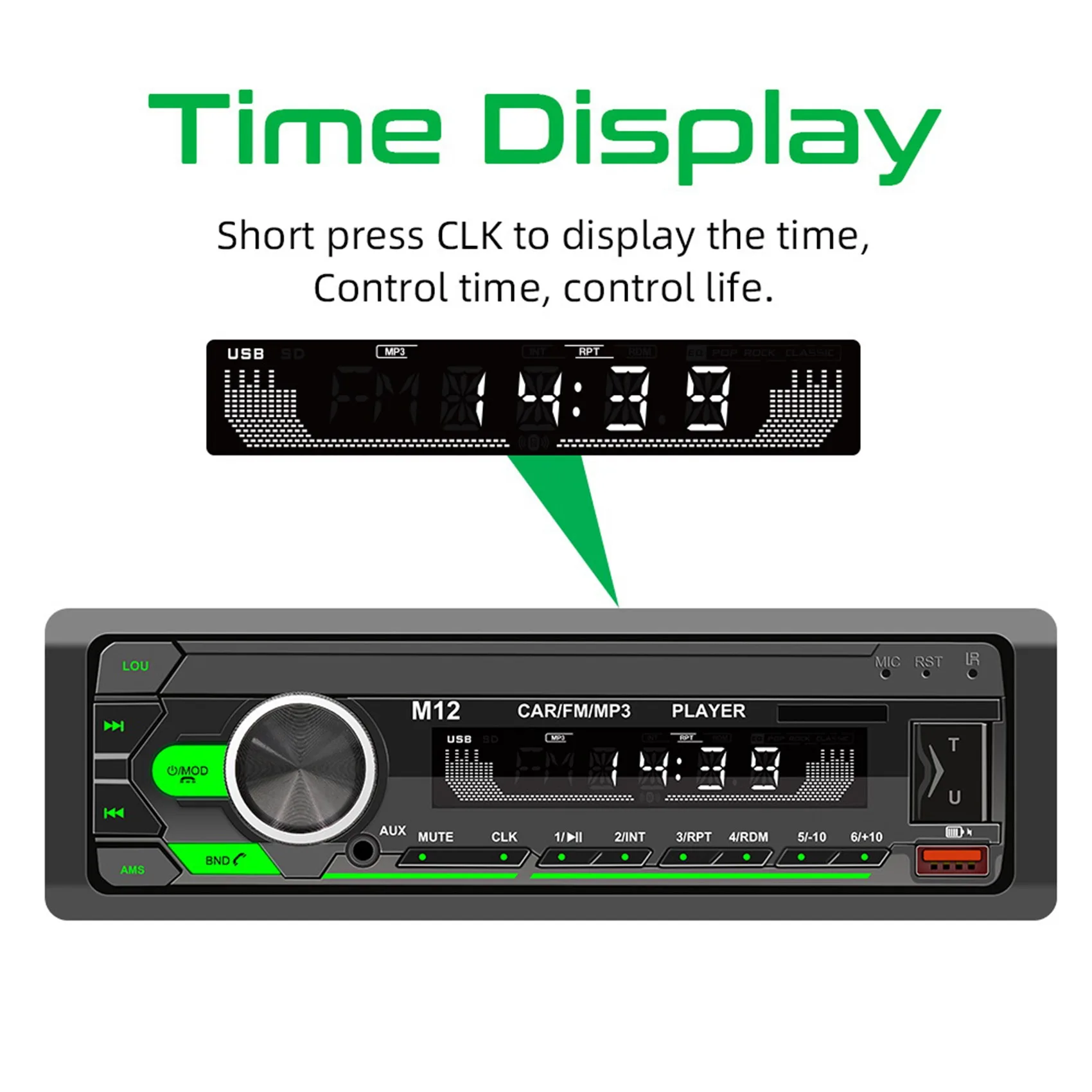 1Din راديو السيارة ستيريو FM Aux المدخلات استقبال SD TF USB 12 فولت في لوحة 60Wx4 MP3 Autoradio مشغل وسائط متعددة مشغل ستيريو-M54K #2