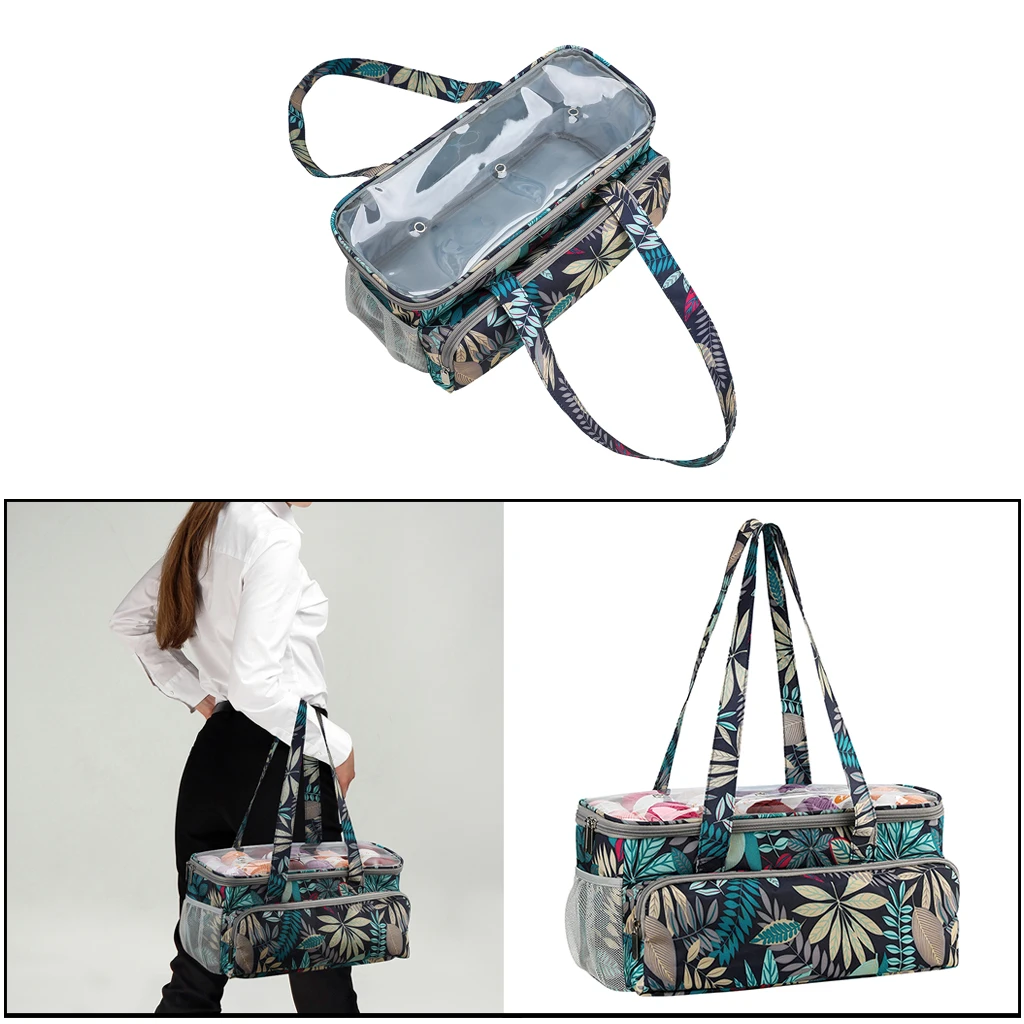 

Lightweight Knitting Tote Bag Yarn Storage Bag with Clear PVC Top for Carrying