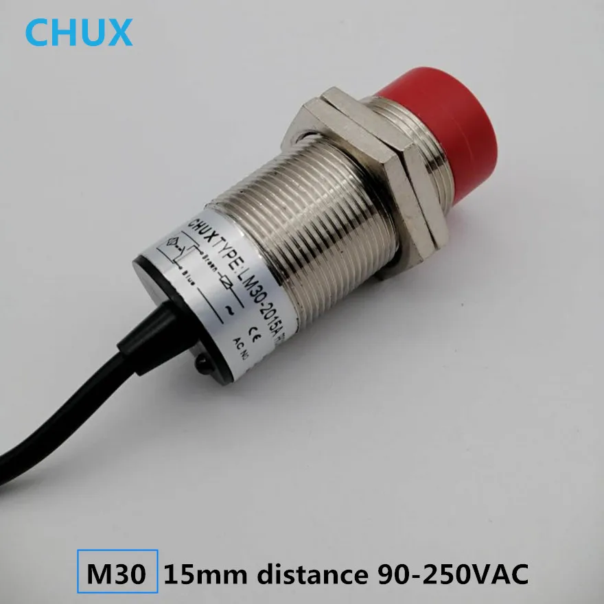 CHUX 30mm Inductive Proximity Switch Ac 220v No Nc Metal Case Non-flush Type 15mm Detection Sensor