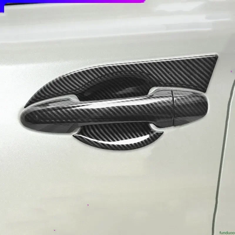 Carbon Fiber Chrome Car Door Handle Bowl Cover Decor Trim Sticker For Toyota Hilux Revo 2016-2022  Styling Accessories