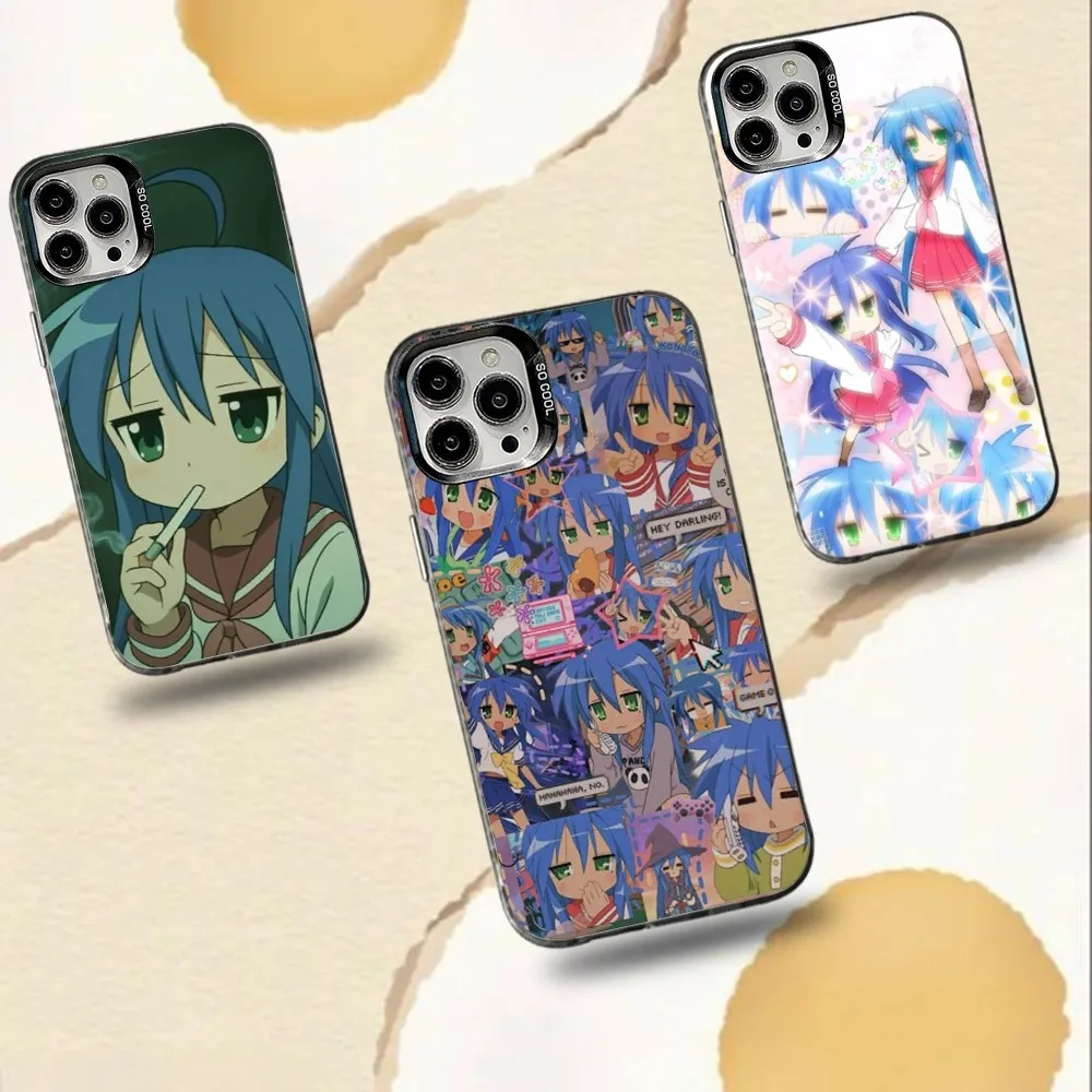 

Anime girl L-Lucky S-Star Phone Case For iPhone 16,15,14,13,12,11,Pro,Max,Plus,Mini,XS,SE Anti Fall Black Matte Hard Bumper