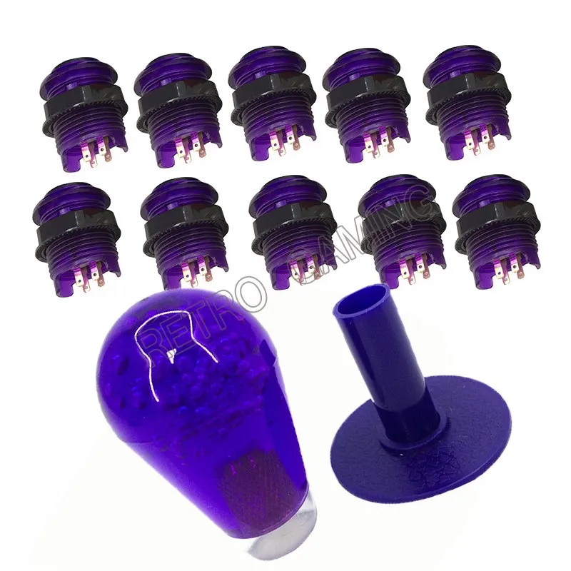 

12V LED lighting BL Push Button arcade parts & purple Joystick Bat Top Oval Rocker & Protective sleeve & Dust gasket for sale