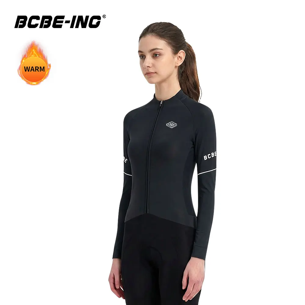 

BCBE-ING зимний женский велосипедный трикотаж с длинным рукавом из термофлиса, облегающая велосипедная одежда, сохраняющий тепло, велосипедный трикотаж маленького размера