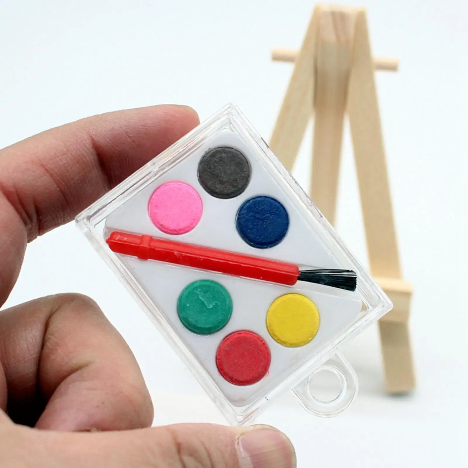 

Montessori Dollhouse Art Easel Miniature Wooden Painting Accessories Simulation Furniture for Kids Pretend Education