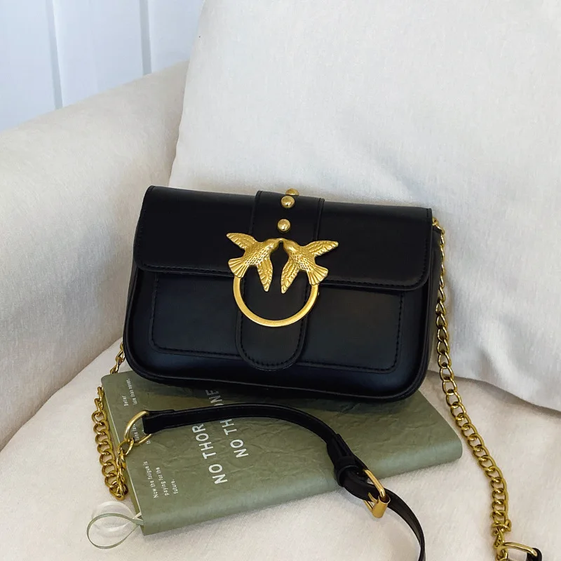 

2026 Korean Style Square Bag Swallow Motif PU Leather Adjustable Chain Multiway Crossbody Shoulder Casual Everyday Purse Gift