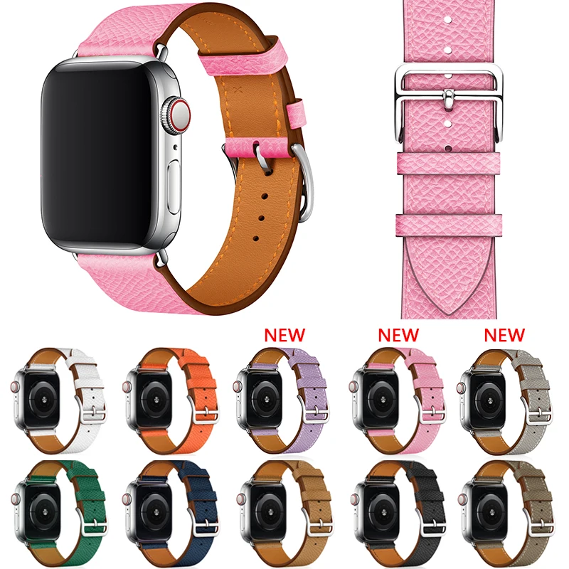 Men's and Women's Four Seasons Hermes Crosshatch Leather Strap for Apple Watch iWatch 2/3/4/5678