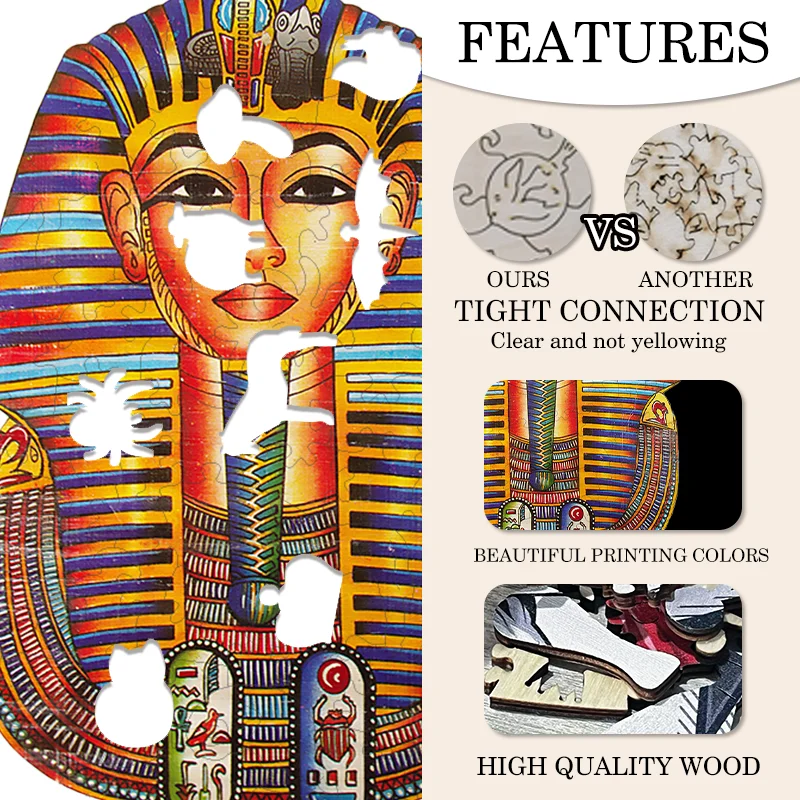 Egyptian Pharaoh Wooden Jigsaw Puzzle Board Game Wooden Jigsaw Puzzle Montessori Interest Educational Toys Family Jigsaw Puzzles