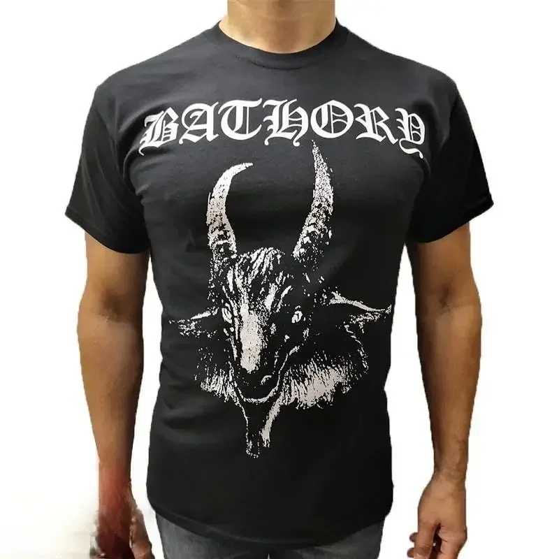Camiseta con logo de BATHORY Goat 1984, color negro, mayhem dark throne