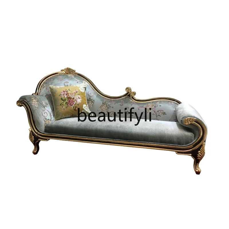 

A26 French fabric princess chair beauty couch American neoclassical embroidery recliner lazy chair