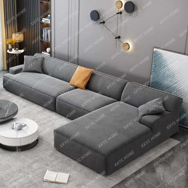 Designer Fabric Sofa Light Luxury and Simplicity Small Apartment Living Room Faux Leather Straight Row