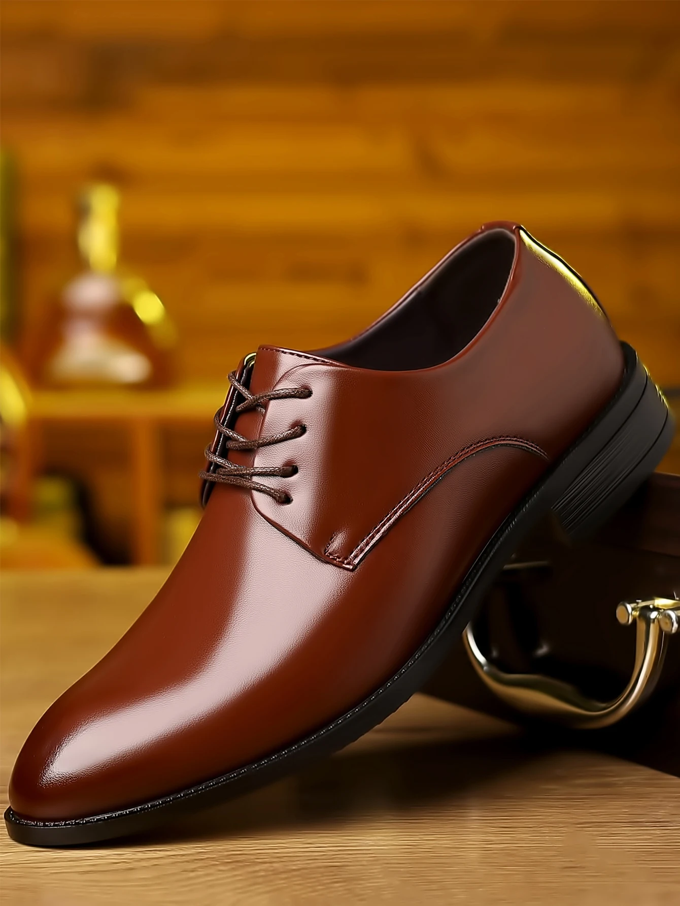 

British Style Pointed Toe Men's Formal Derby Leather Shoes – Business & Commuting