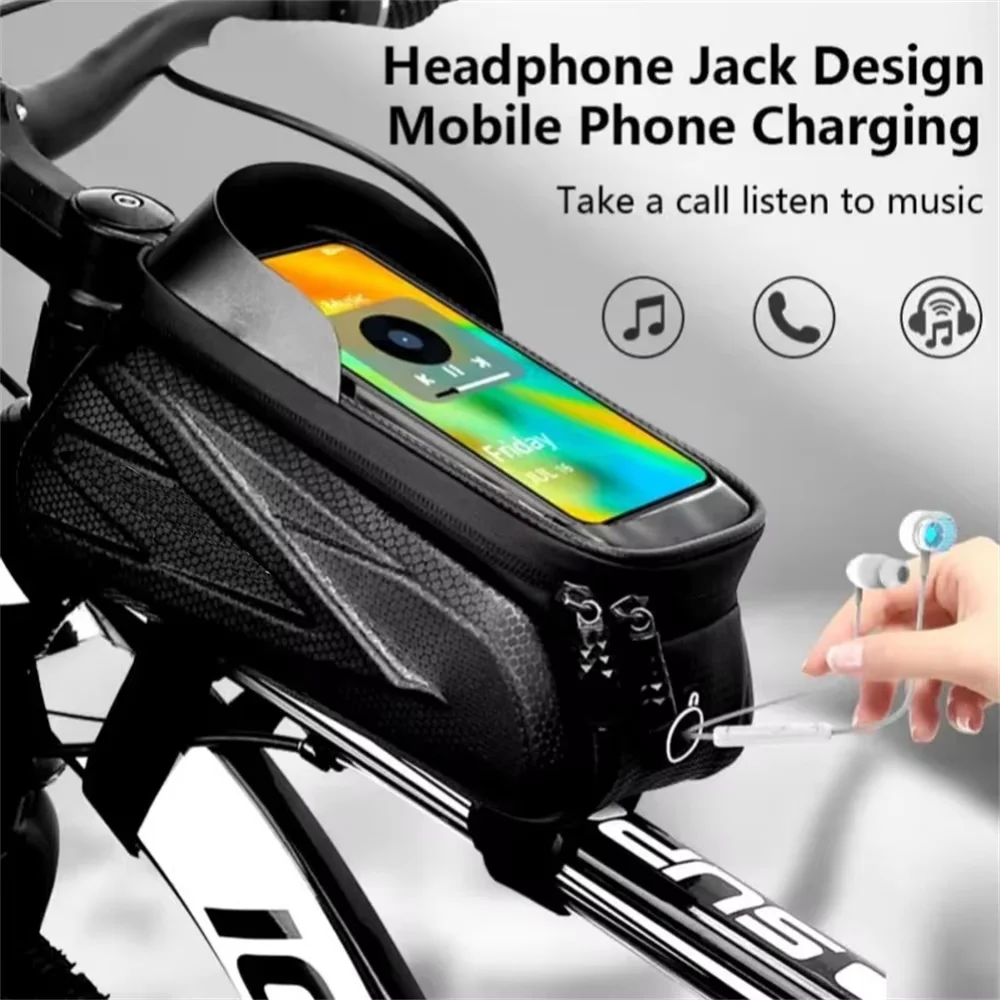 Fahrrad Tasche Für Telefon Radfahren Top Vorne Rohr Rahmen Tasche Wasserdichte Fall Lagerung Touchscreen MTB Rohr Hard Shell Front Strahl Tasche