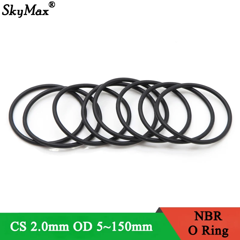 10/50Pcs NBR O Ring OD 5~150mm Thickness CS 2mm Black Nitrile Rubber Round O Type Corrosion Oil Resist Sealing Washer Gasket