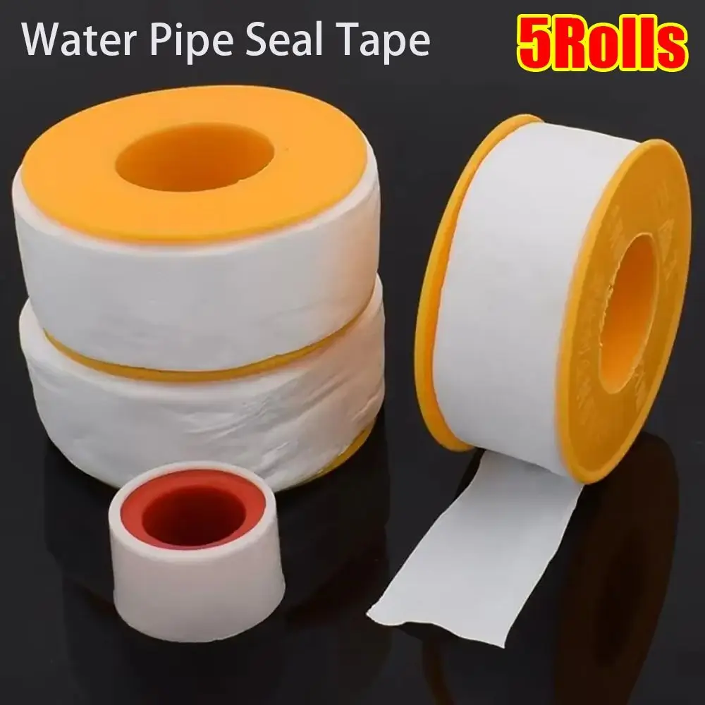 

5Rolls 10M PTFE Thread Tape Leak-proof Thread Joint Water Pipe Seal Tape Elastic White Yellow Plumbing Fitting Plumber Tools