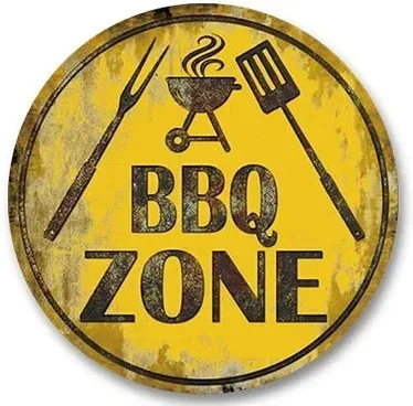 1pc Round Metal Sign BBQ Zone Vintage Dad's BBQ Yard Outdoor Party Decoration Retro Barbecue Rules Slogan