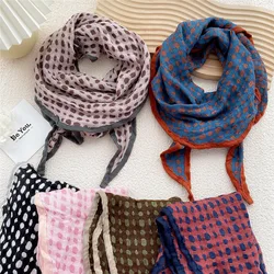 40*160cm Cotton Linen Plaid Women Gril Rhombus Scarf Headscarf Hairscarf Turban Bandanas Shawl Wrap