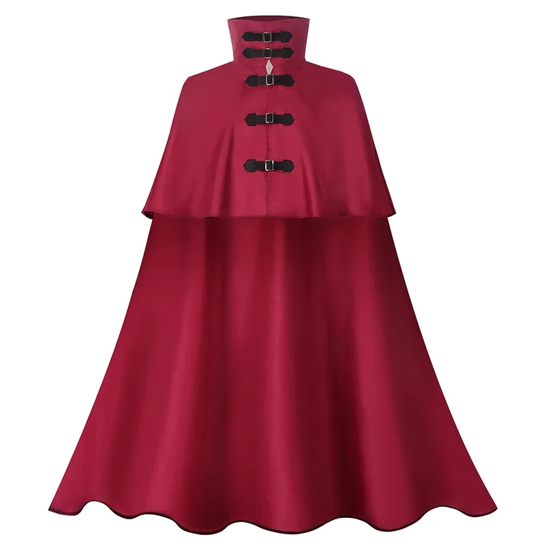 Men's Noble Gothic Long Cloak Big Hem Vampire Stand Collar Cape Steampunk Darcula Cosplay 2025 Halloween Medieval Poncho Hot