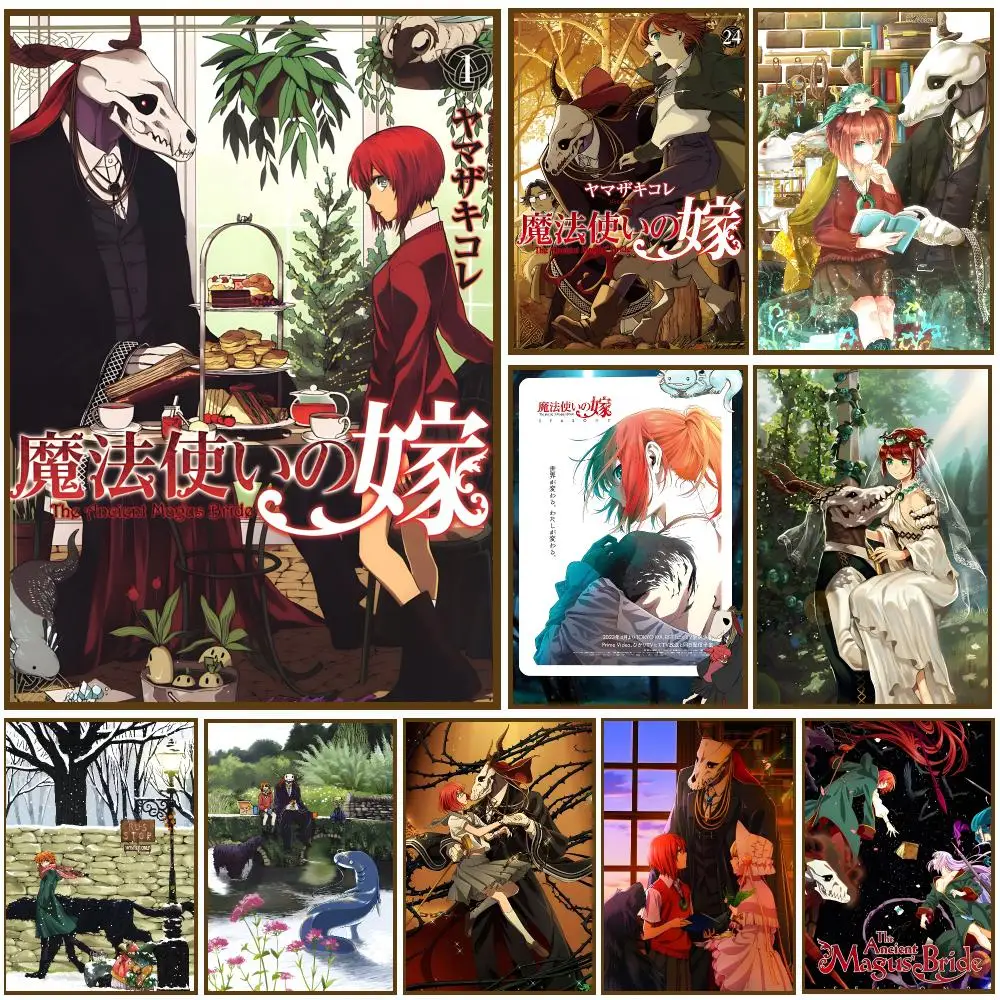 Cartoon T-The Ancient Magus Bride Poster Self-adhesive Living Room Bedroom Party Bar Decor Moisture-proof Fade-resistant HD