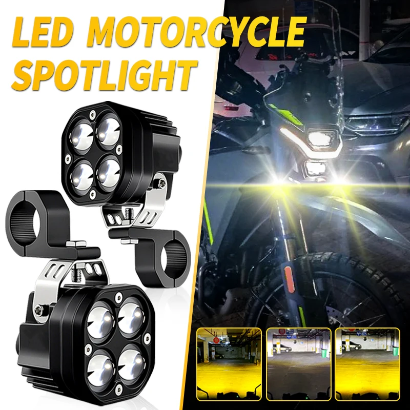 

Светодиодные вспомогательные фары для мотоцикла YAMAHA MT 07 2019, светодиодные фары для мотоцикла, двухцветная мигалка, противотуманная фара