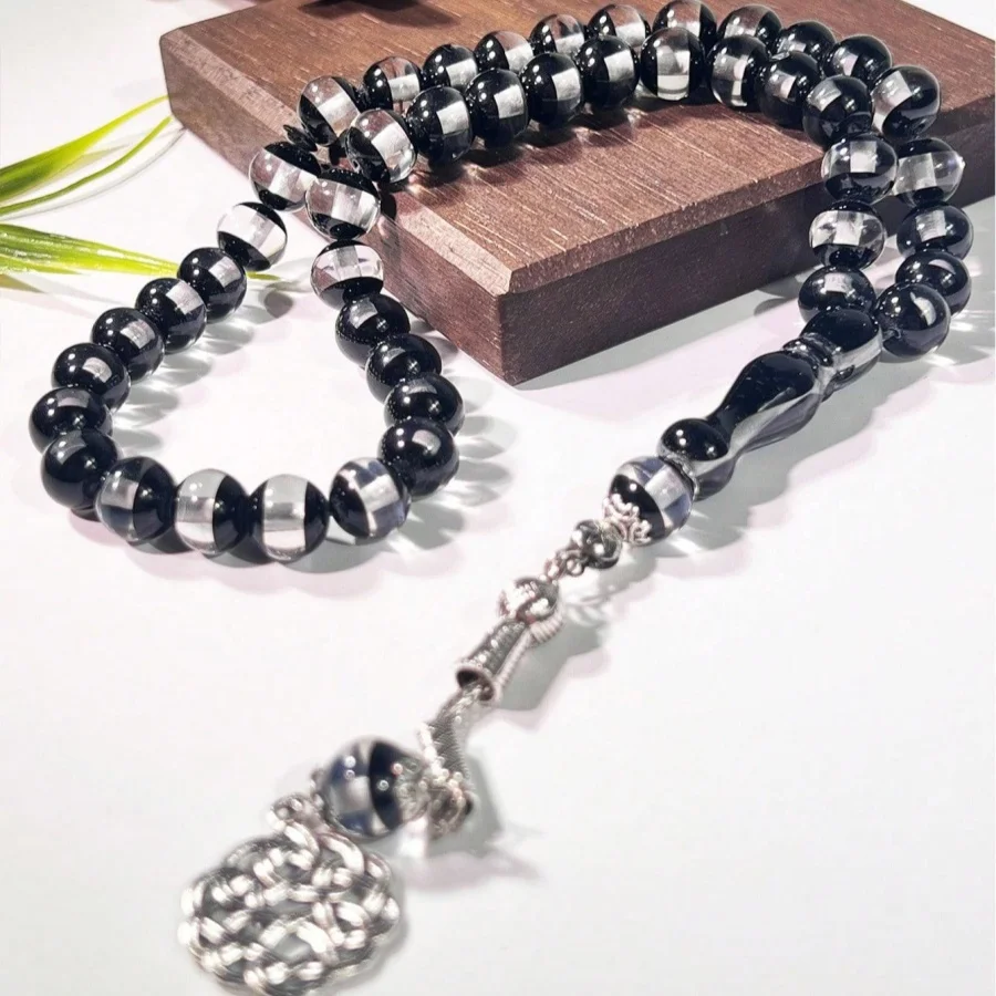 Handmade Resin Misbaha Tasbih Subha for Men, 45 Beads Handheld Islamic Style Beads Ornament