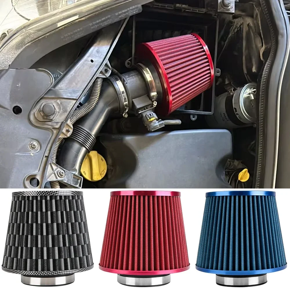 1pc 3 Inch 76MM Induction Kit Car Air Filters Cold Air Intake Filter High Flow Universal Sport Power Mesh Cone Car Accessories