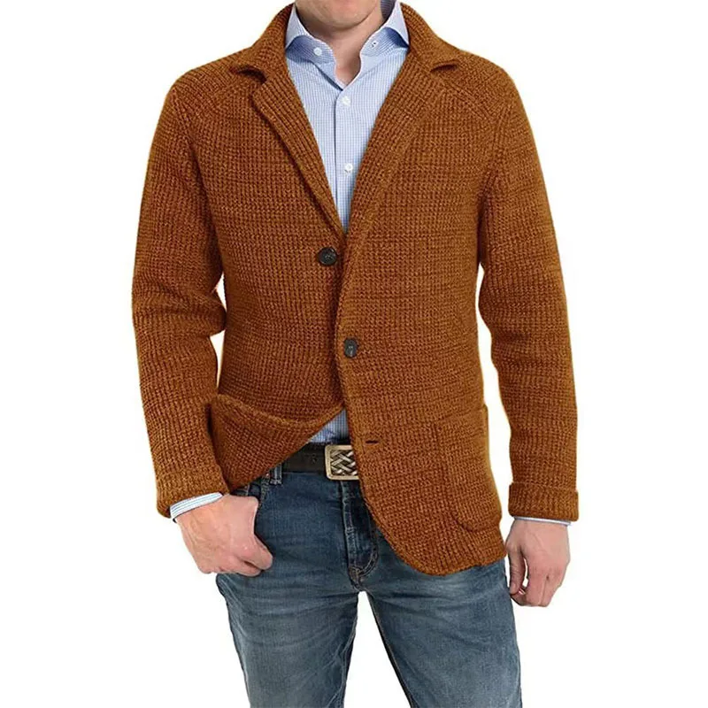 Men's Casual Knitted Cardigan Sweater Stand Collar Long Sleeve Fashion Men's Autumn and Winter Men's Warm Cardigan Jacket