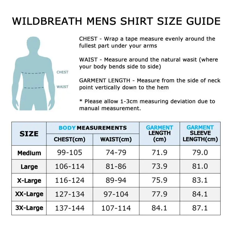 Wildbreath Herren upf 50 leichtes langärmliges lässiges T-Shirt schnell trocknender UV-Sonnenschutz für Strand wander übungen im Freien