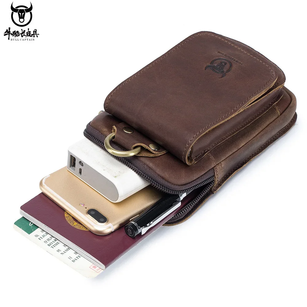 4.5.5-inch Mobile Phone  Bag Shoulder  Multifunctional Waist Cover Magnetic Buckle Oil Wax Leather Strap