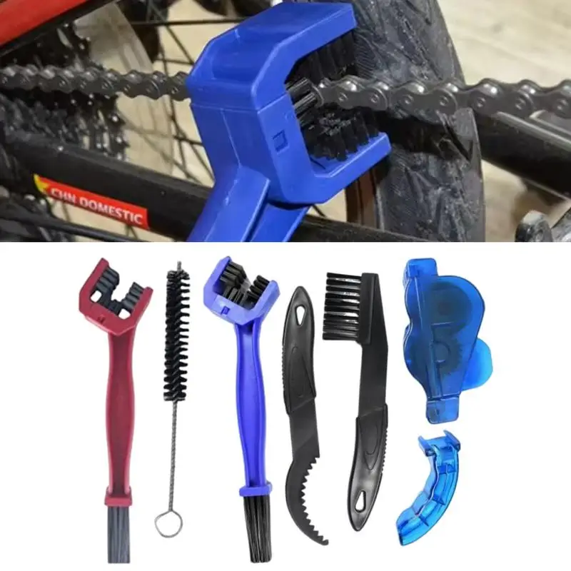 Motorcycle Chain Brush 6PCS Motorcycle Road Bike Chain Clean Brush Motorcycle Bicycle Gear Chain Maintenance Cleaner accessories