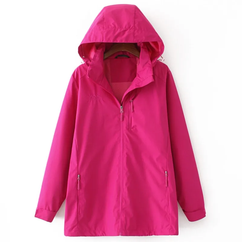 5XL Outdoor Jacket Plus Size Women Clothes Loose Fit STAND Collar Hooded Outewear Breathable Windproof Coat