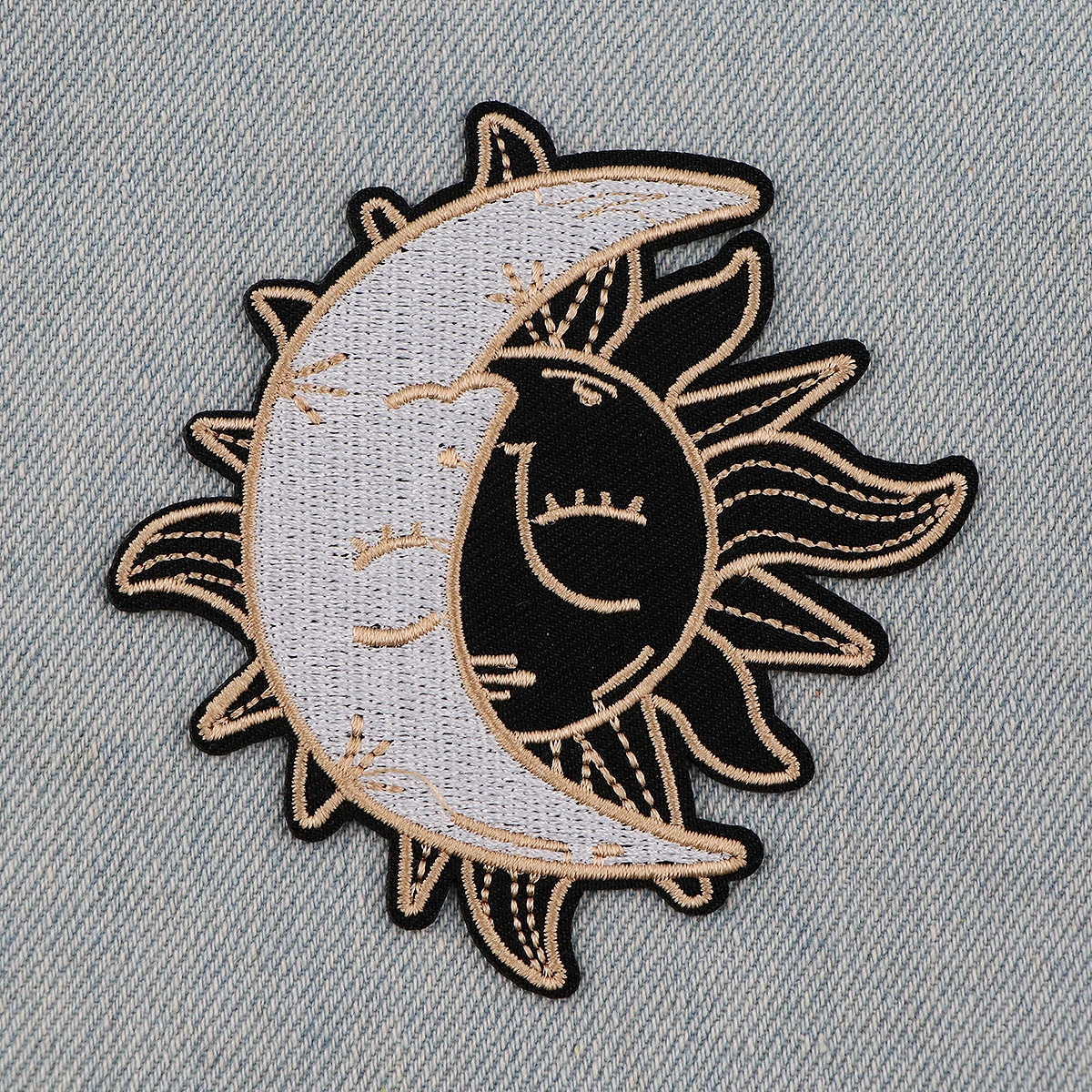 Stitch Sun and Moon Embroidered Iron On Patches Badges Patchwork Sewing Applique Jacket Backpack Badges