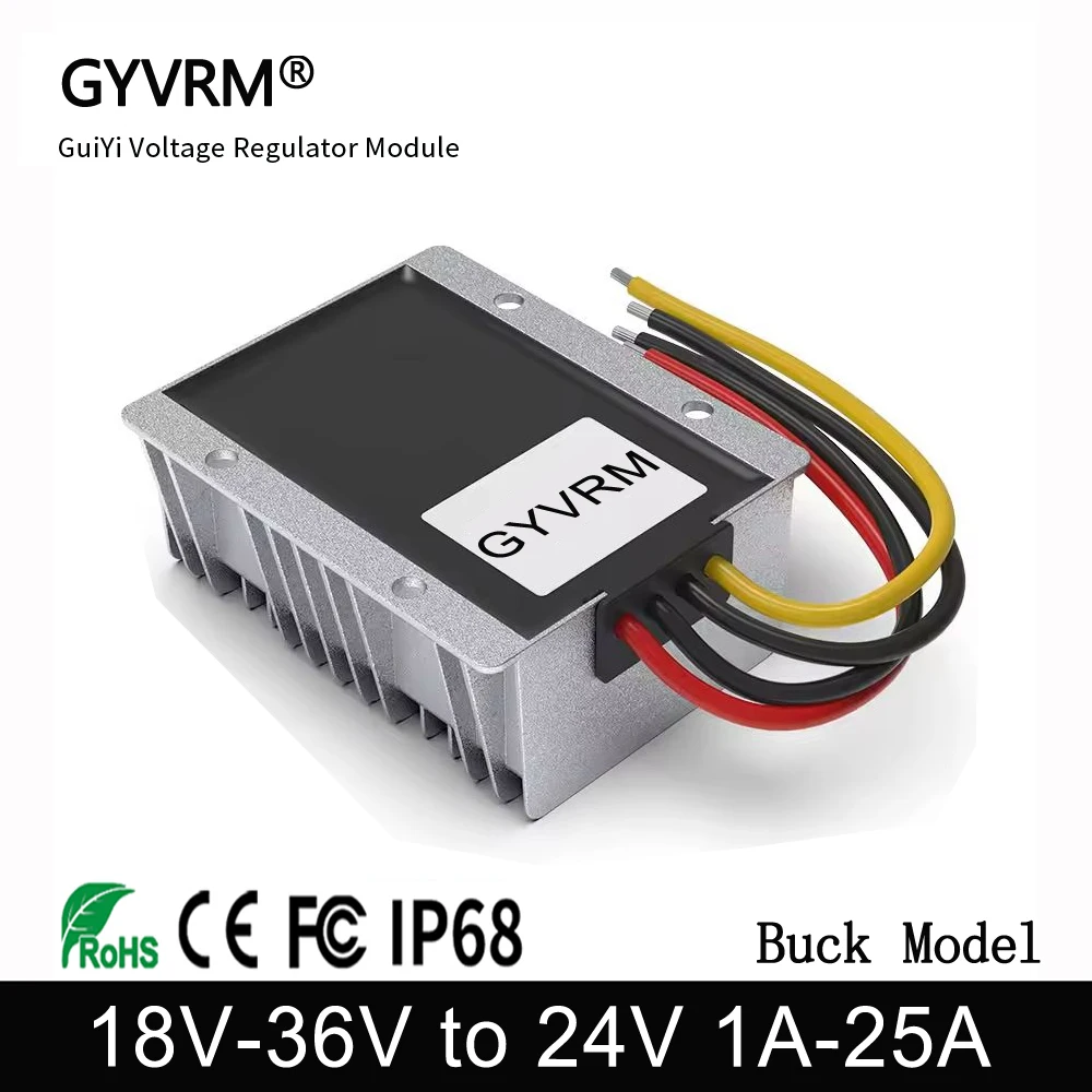 GYVRM 24V (18V-36V) to 24V 1A-25A Voltage Stabilizer Regulator 24 Volt DC to DC Boost Buck Converter Power Supply For Cars Boats