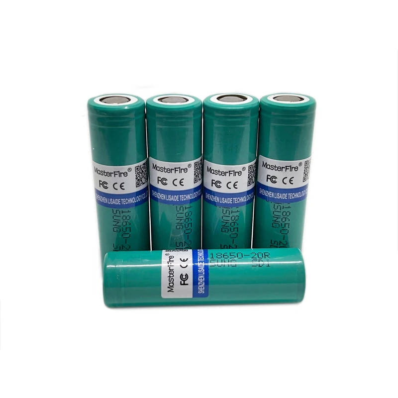 

MasterFire 5pcs/lot Original 20R 18650 INR18650-20R 3.6V High-Power Battery 2000mah E-cigs Lithium Batteries Cell 22A Discharge