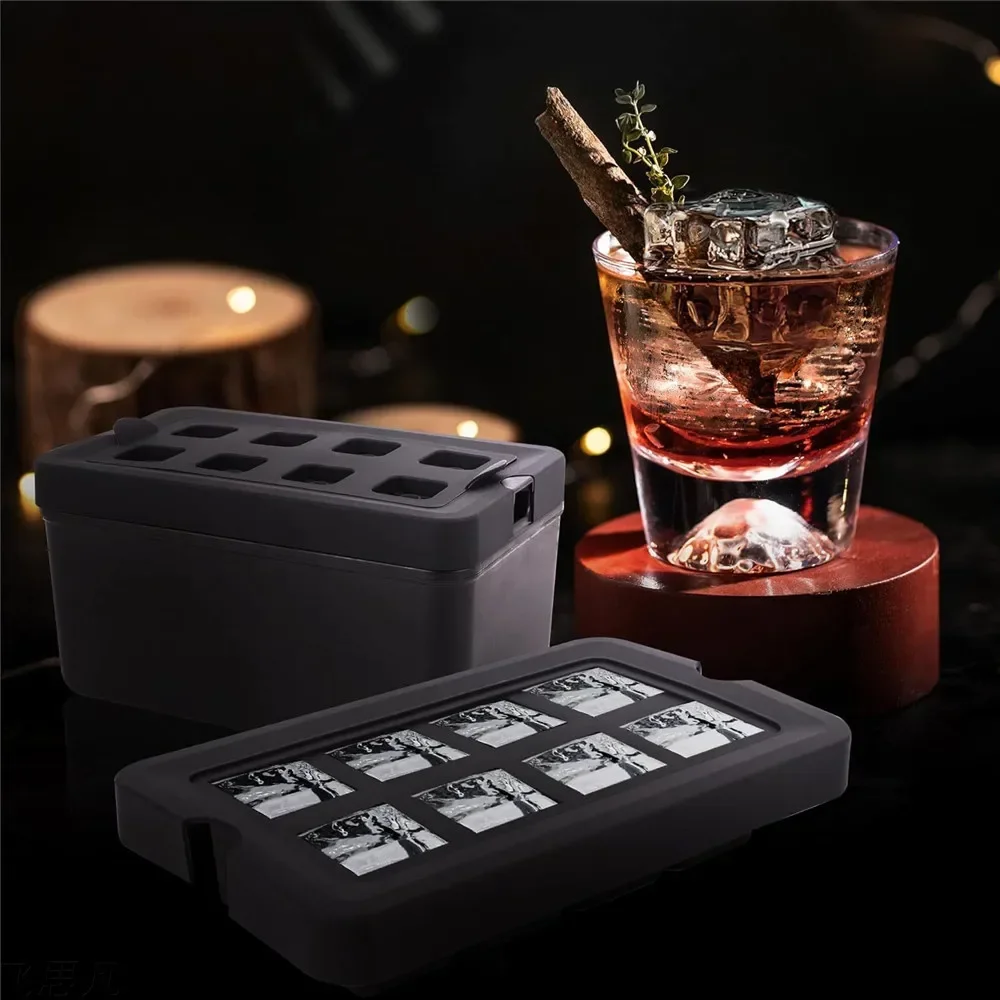 8pcs High Quality High Clear Ice Tray Cube Maker Ice Mold Silicone for Whiskey Bar Home Business Kitchen Gadgets