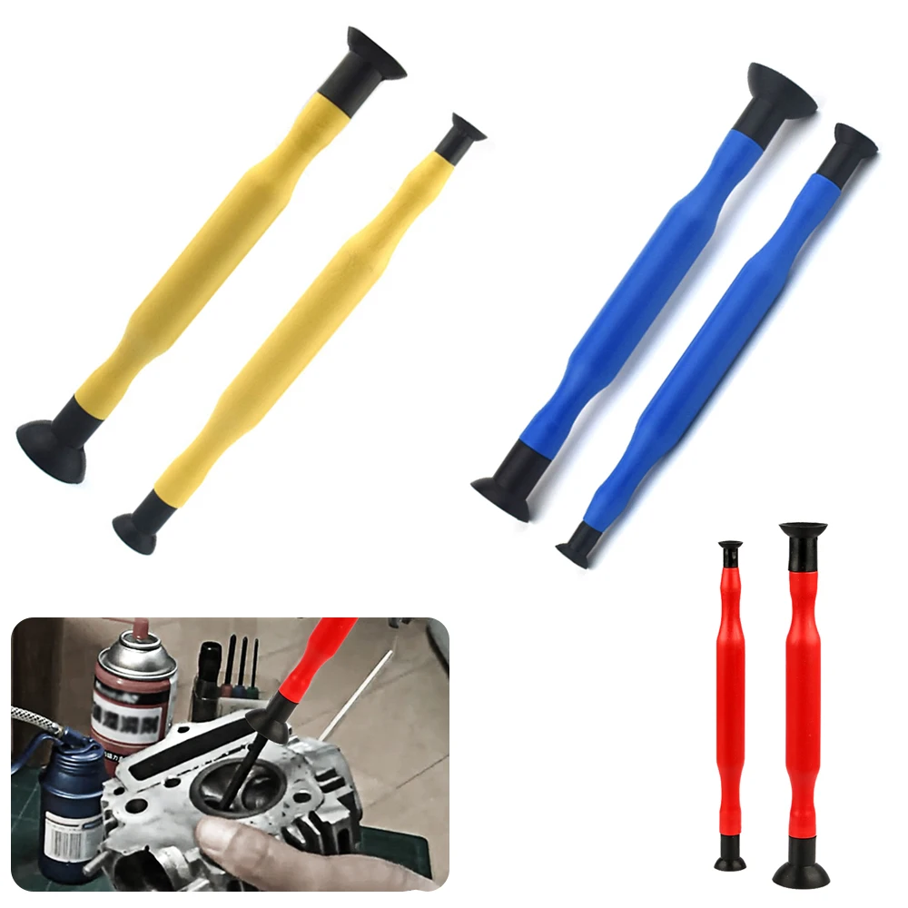 2pcs/set Valve Lapping Sticks Plastic Shaft Double Ended Suction Cup for Auto Motorcycle Cylinder Engine Valves Grinding Tool