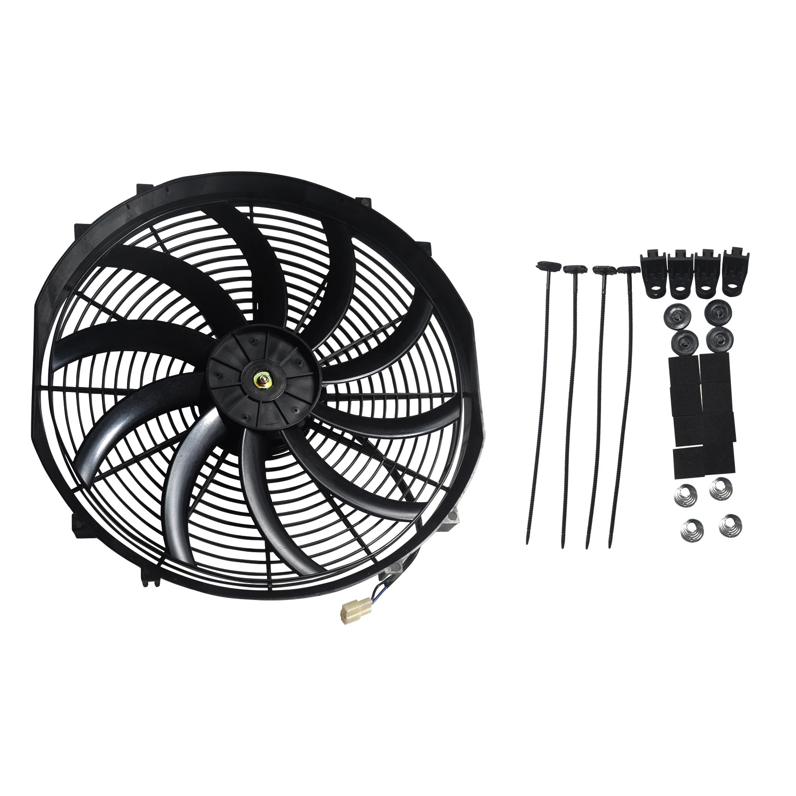 Ventilador delgado universal de 16 ", refrigeración de radiador eléctrico push pull, 12 V, 120 W con kit de montaje