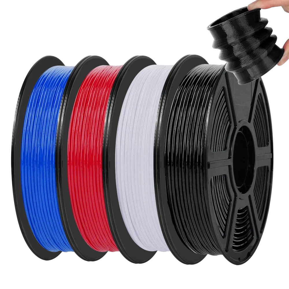 

200G Flexible Filament TPU 1.75mm 3D Printer 95A TPU Transparent Soft Filament Rainbow Color Change Black White Blue High Speed