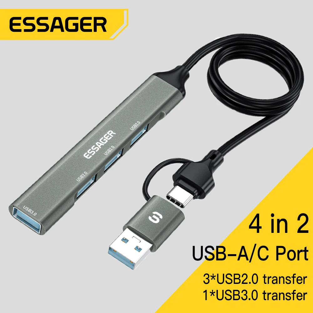 Essager USB HUB USB 3.0 HUB USB 2.0 HUB USB C HUB Type C HUB Multi Splitter High Speed 5Gbps For PC Computer Multiport USB A Hub