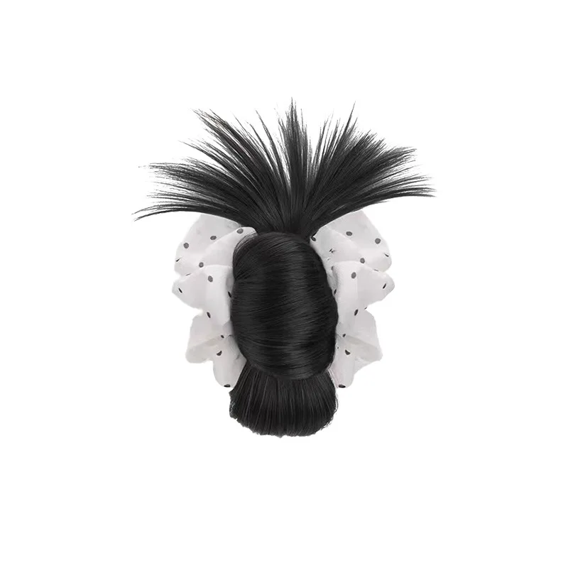 ربطة عنق منخفضة باللونين الأبيض والأسود كعكة ريشة منقطة قطعة شعر بمشبك مخلب كليب كسول جو كعكة تصفيف شعر طبيعي رقيق