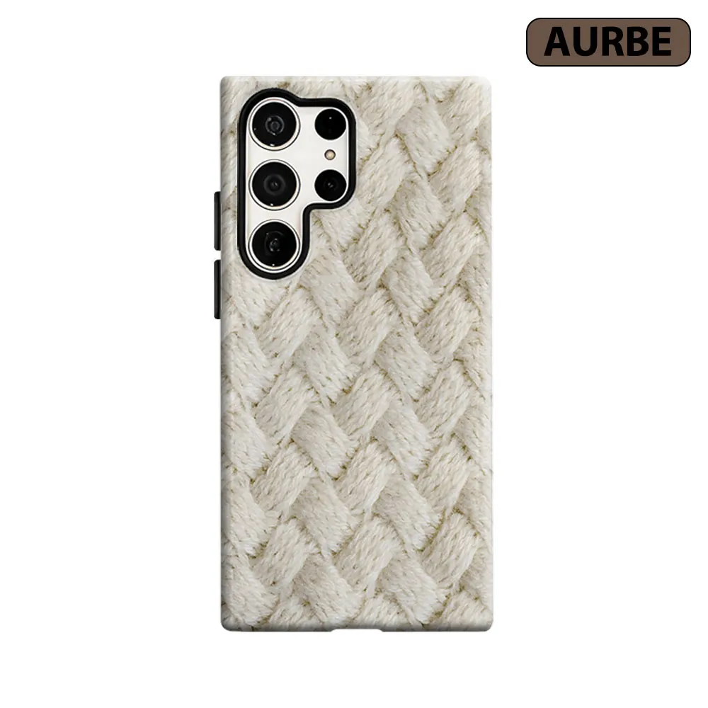 Knitted Texture Phone Case For Samsung Galaxy S26 S25 S24 S23 Ultra Plus HD Hard Double Layer Film Cover