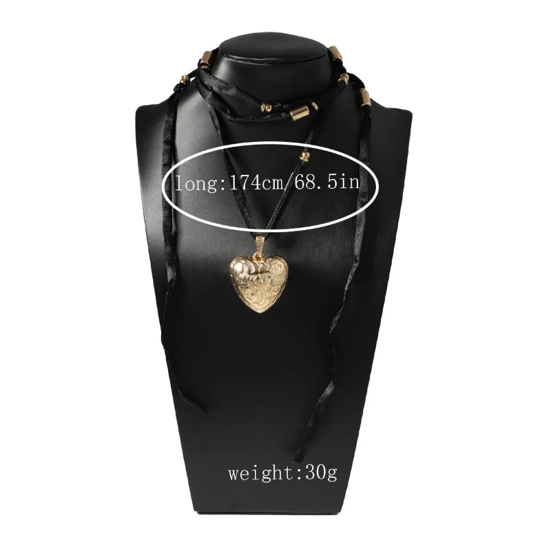 Modern Jewelry Popular Style Long Black Cord Heart Pendant Necklace For Women Female Gifts Exaggerative Accessories Hot Sale
