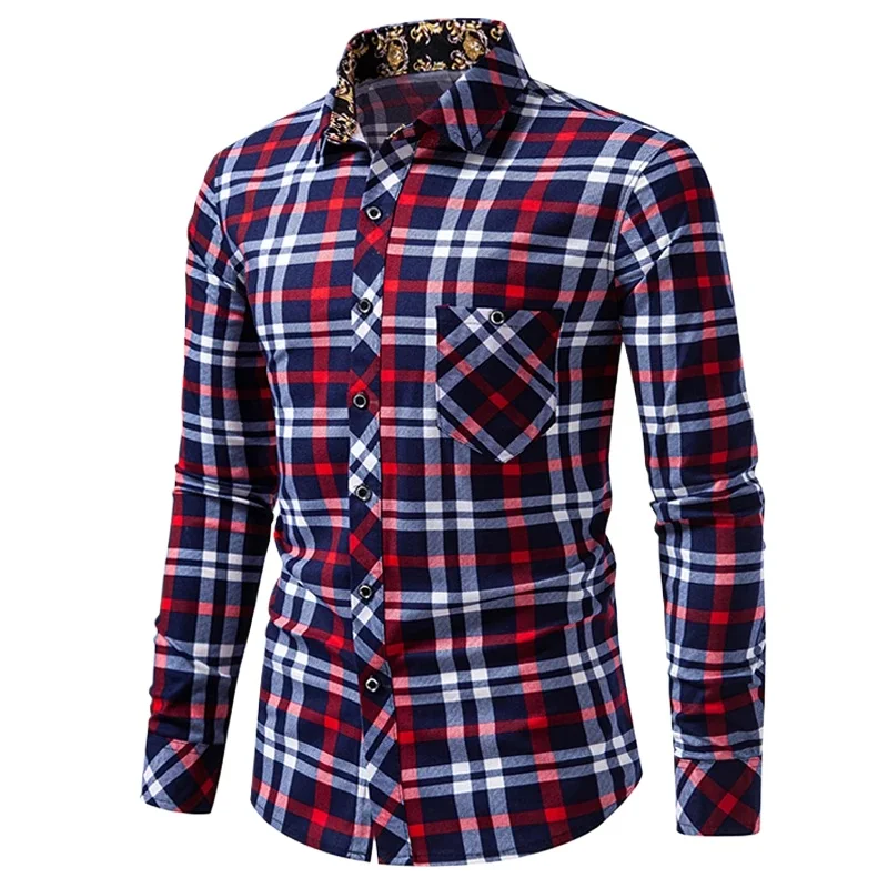 

Клетчатая рубашка с длинным рукавом, мужская модная одежда, классическая Camisa 2025 года, винтажное мужское социальное платье, деловые рубашки, мужская рабочая одежда