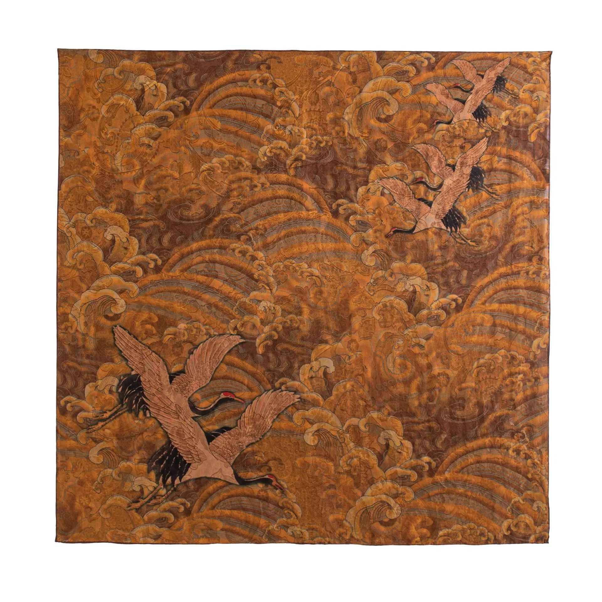 New retro fragrant cloud yarn silk scarf women's silk mulberry printing square scarf high-end literary scarf high-end gift box