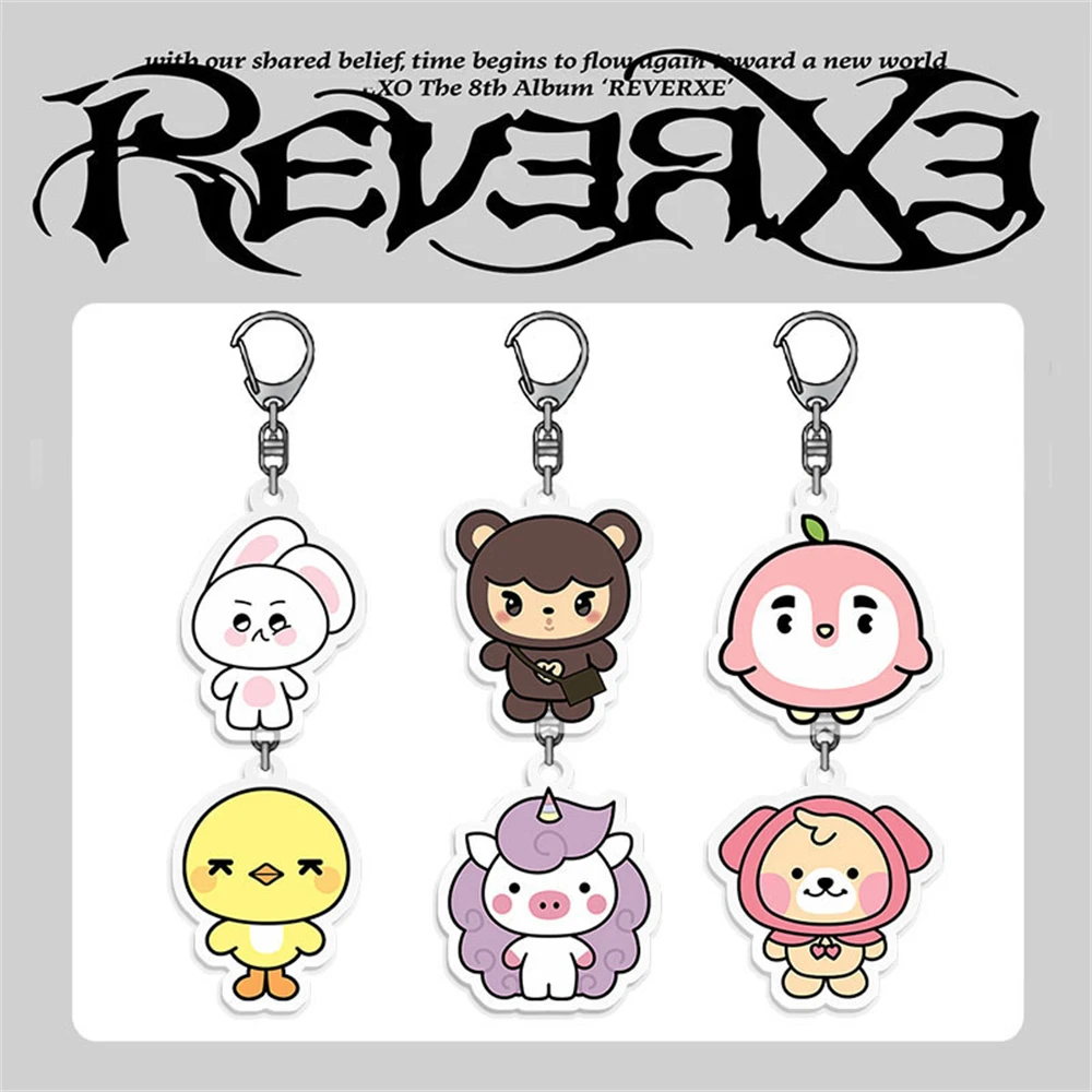 Llavero Acrílico de Dibujos Animados de KPOP, Chanyeol, SeHun, LAY, Álbum REVERXE, D.O. Llavero de Animalito Adorable SUHO KAI, Colgante para Bolsa, Regalo para Fanáticos