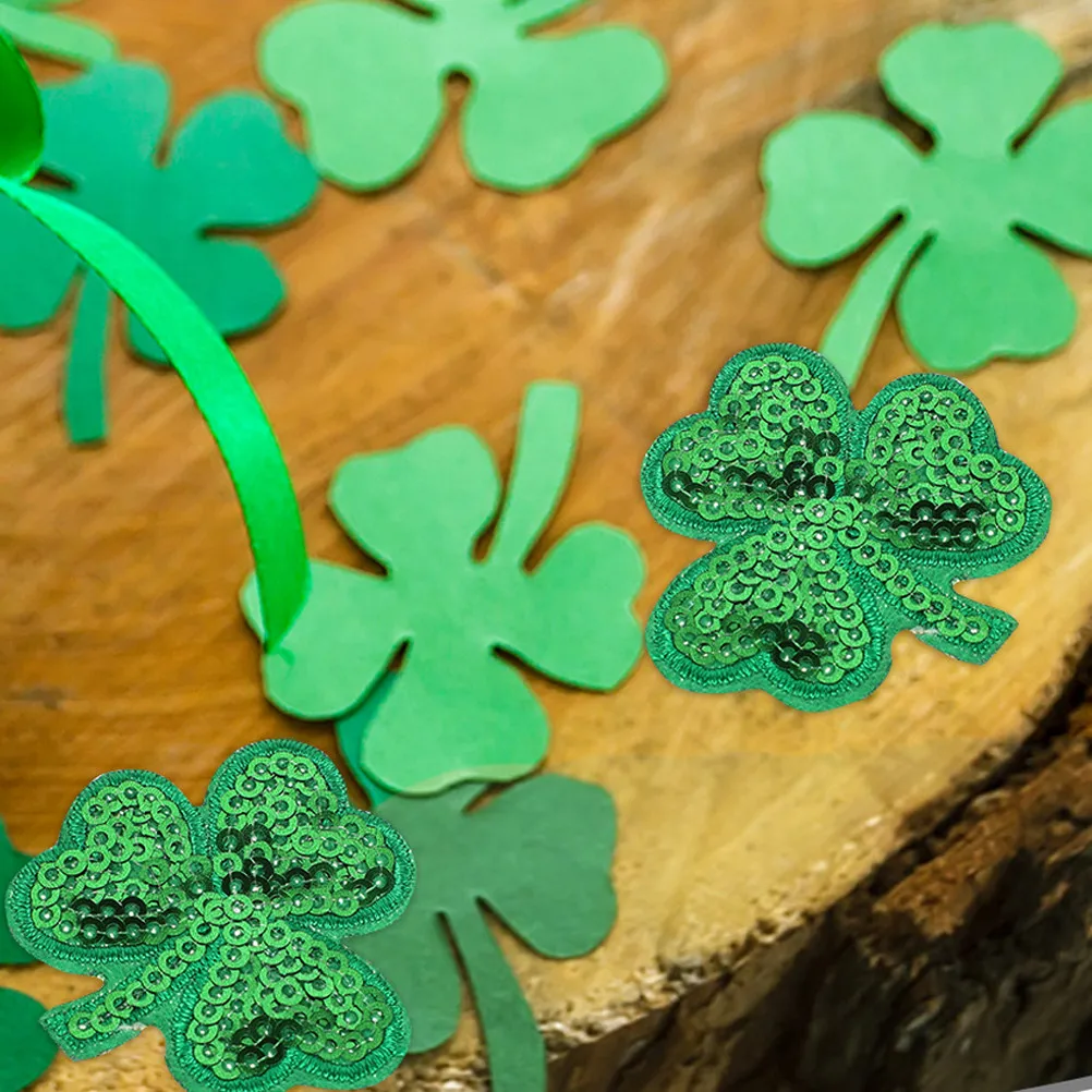 12Pcs -Shaped Embroidery Patches Shamrock Iron on Sew on Appliques for Skirts Dresses Pants Bags Books Craft Projects