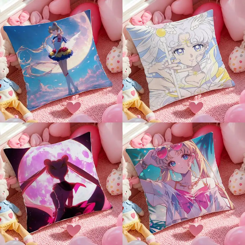 Sailor Moon Sailor Neptune Anime Plush Pillow Cover Soft Short Plush Cushion Cover For Sofa Bedroom Home Decor Gift Decoration