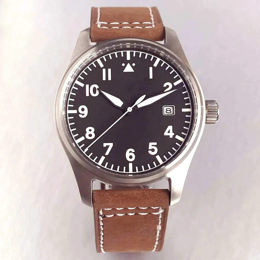 تخصيص NH35A التلقائي ساعة رجالية الطيار الساعات الغوص 39 مللي متر 200 متر مقاوم للماء الياقوت الزجاج مضيئة تاريخ 316L الصلب