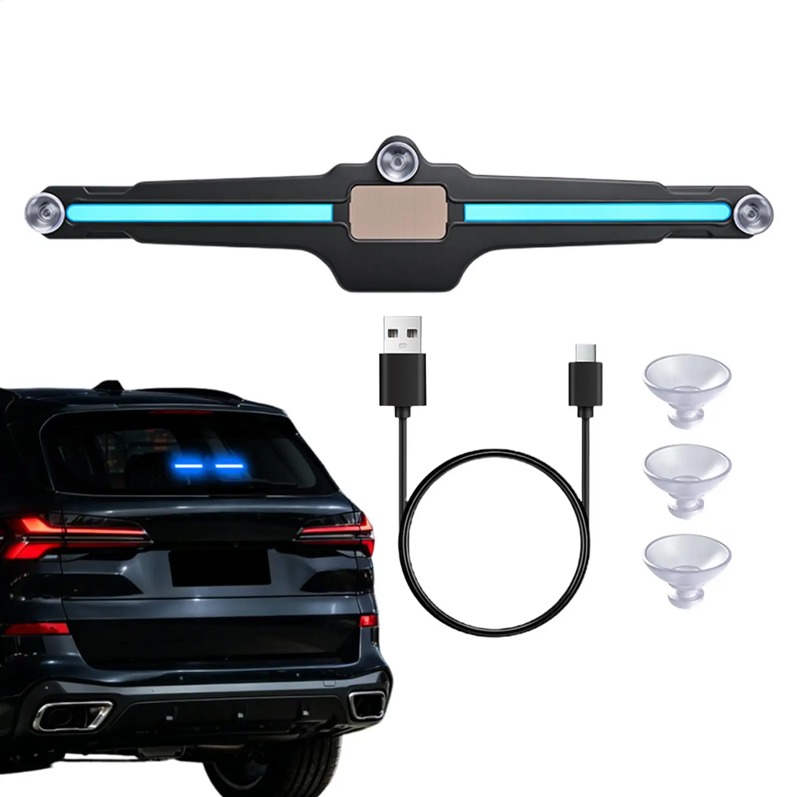 Solar Blue Car Window Light Rear Windshield Safety Lamp Solar Powered Warning Light for Truck Automotive SUV Vibration Sensor