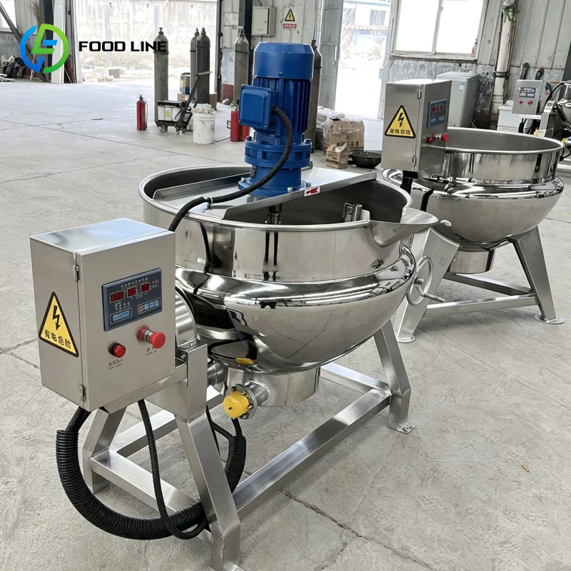 Tilting Cooking Kettle With Mixer Commercial Food Processing Cooker For Sauce Jam Soup Customized