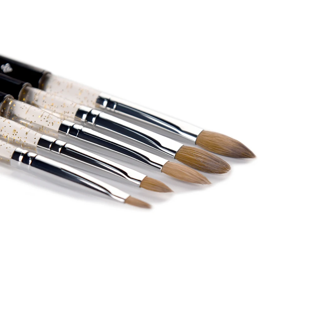 Kolinsky-Juego de pinceles para uñas de Sable, profesional, acrílico, negro, UV, pintura en Gel, extensión de uñas, herramientas de manicura